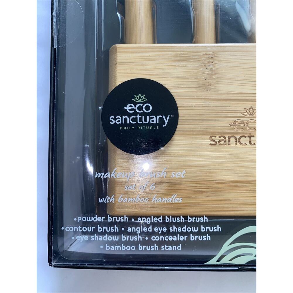 Eco Sanctuary Makeup Brush Set Of 6 & Holder( Bamboo Brush Stand) Black - Picture 9 of 9